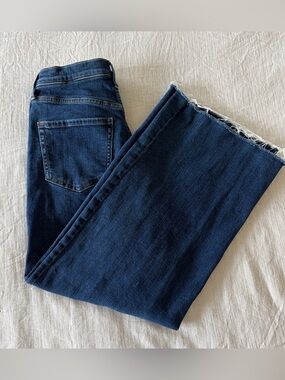 Banana Republic Wide-Leg Cropped High-Rise Dark Wash Jeans